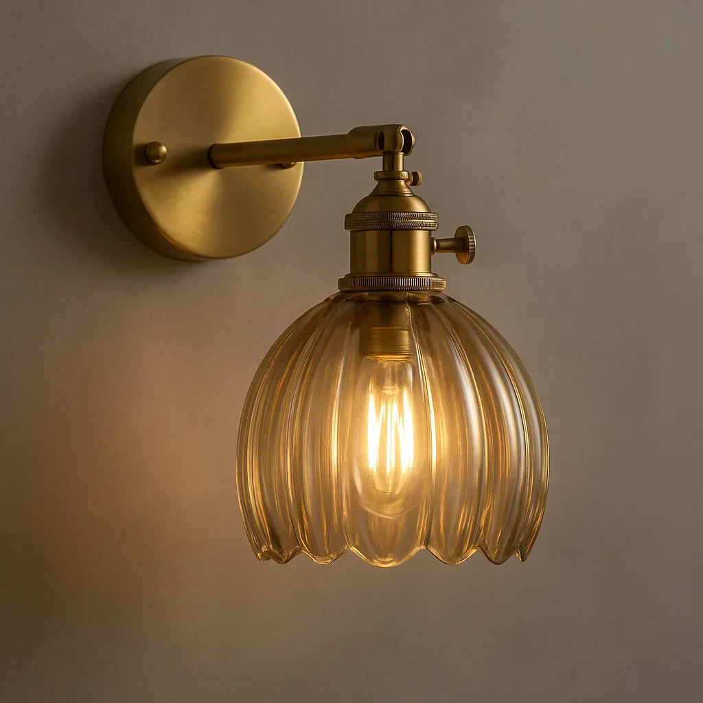 Lampada da Parete Retro | Design a Tulipano in Vetro | Illuminazione Elegante