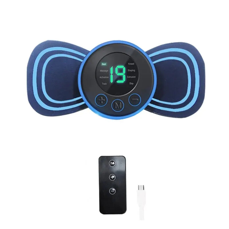 Massaggiatore Elettrico Mini Portatile per il Collo con Pad e Telecomando | Massaggiatore Intelligente