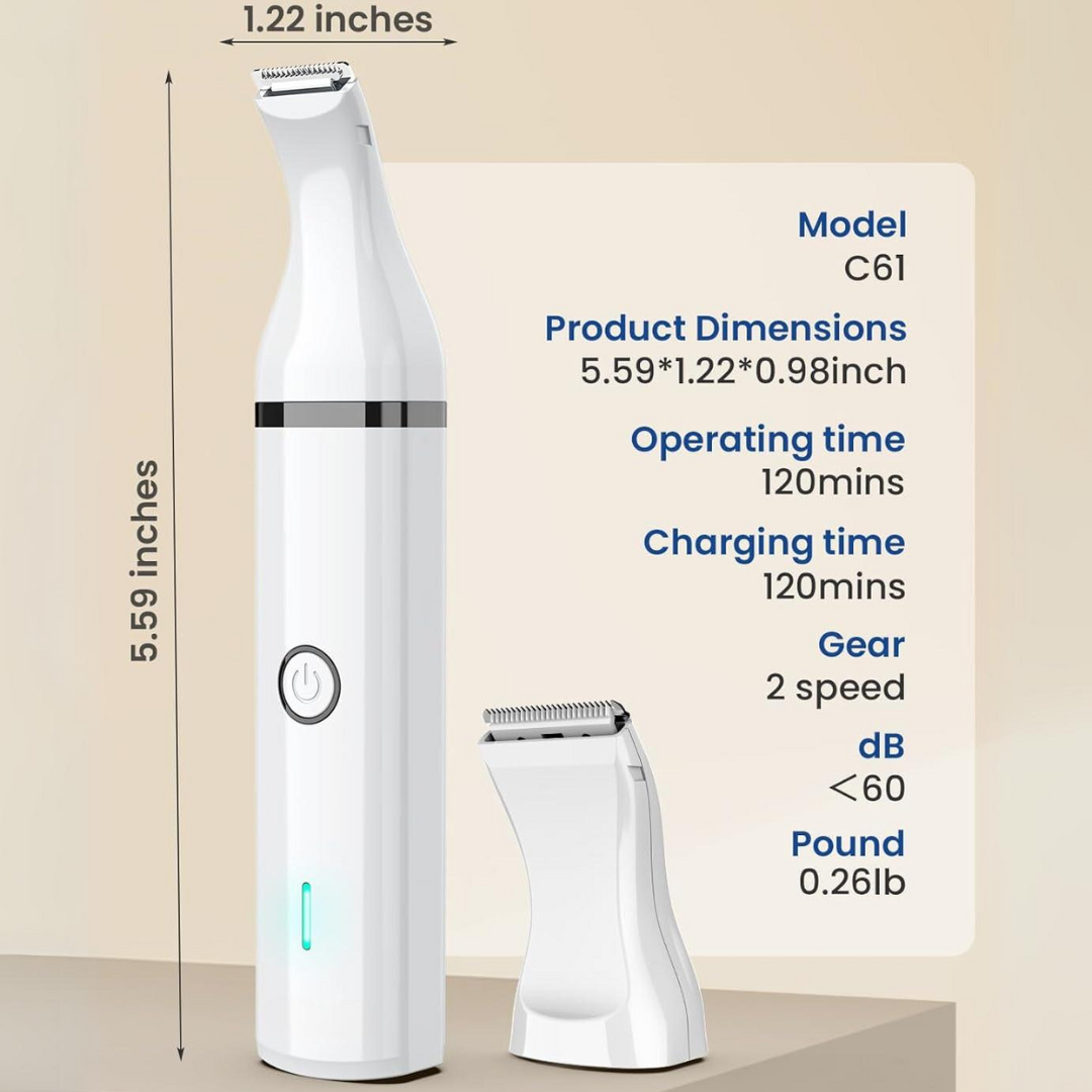 Tagliacapelli per Animali con Doppie Lame - Strumento di Toelettatura Silenzioso e Senza Fili