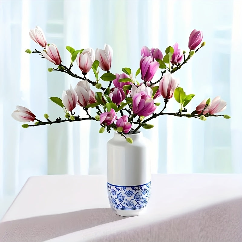 Set di 4 Fiori di Magnolia Realistici – Eleganti e Senza Tempo per Matrimoni e Decorazioni di Lusso
