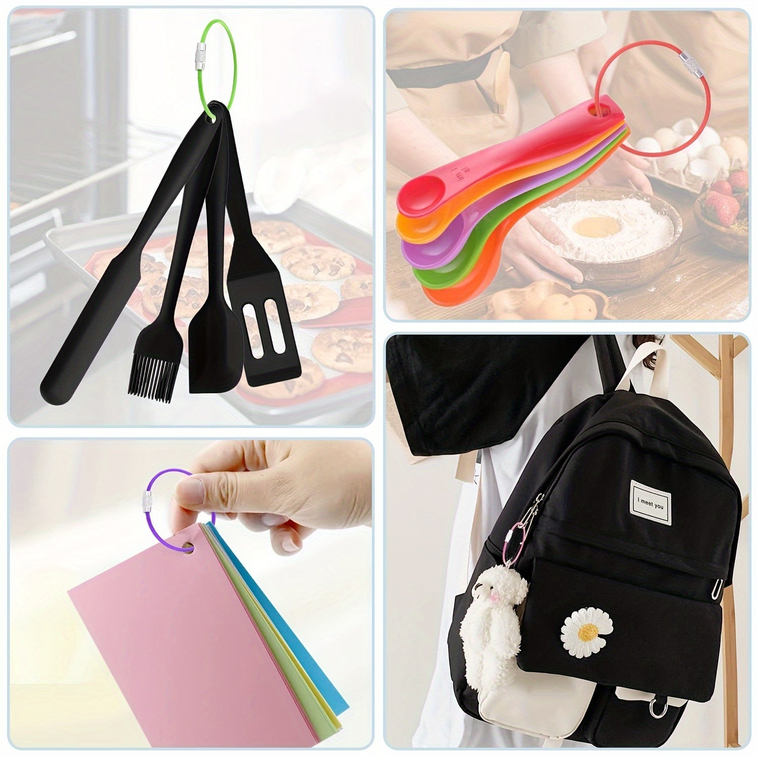 Set di Portachiavi in Cavo d'Acciaio – Portachiavi Resistenti per Viaggi e Attività all'Aperto