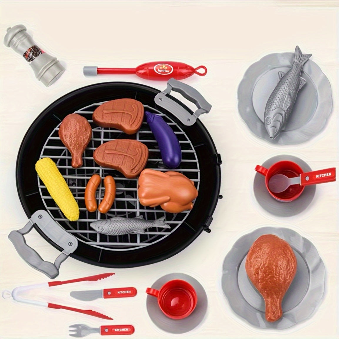 Set da Gioco BBQ per Bambini – Ruote Rotanti e Set Completo di Accessori
