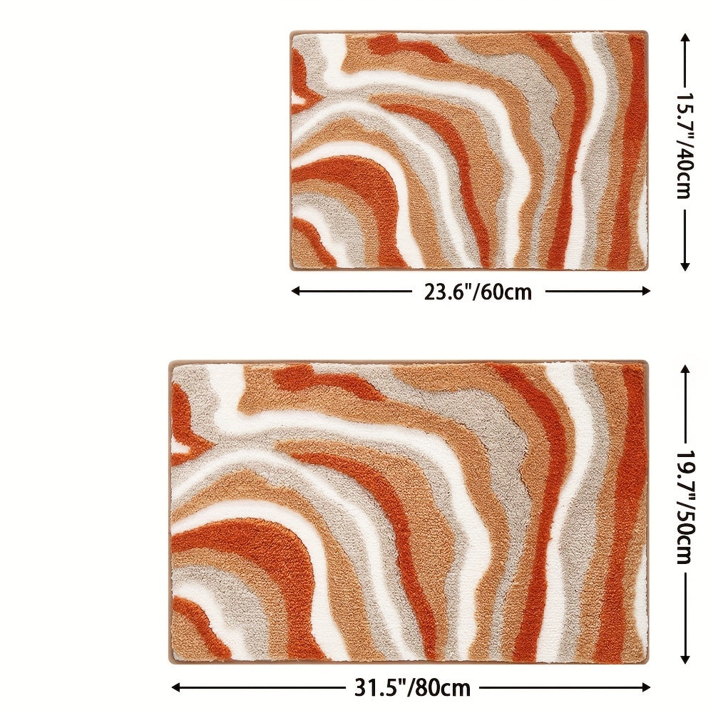 Tappeto da Bagno Geometrico – Assorbente e Morbido con Retro Antiscivolo