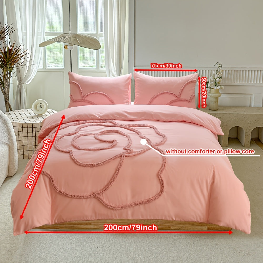 Set di Biancheria da Letto Trapuntato – Copriletto e Federe con Design di Grande Fiore