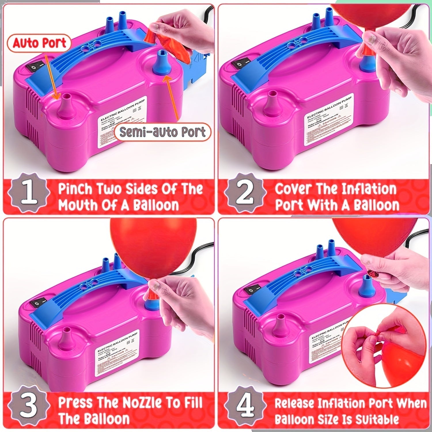 Pompa Elettrica per Palloni a Doppio Beccuccio – Inflazione Rapida e Facile dei Palloni