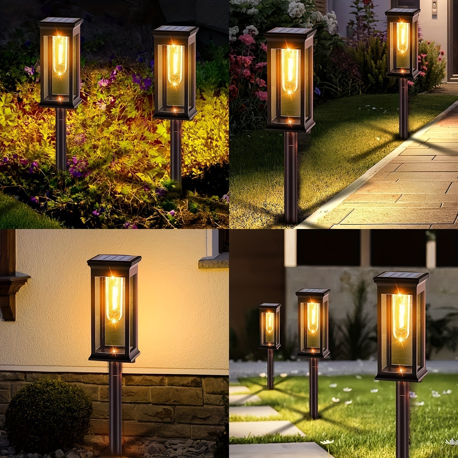 Set di 4 Luci Solari da Giardino – Resistenti e Luminosi per Giardini e Viali