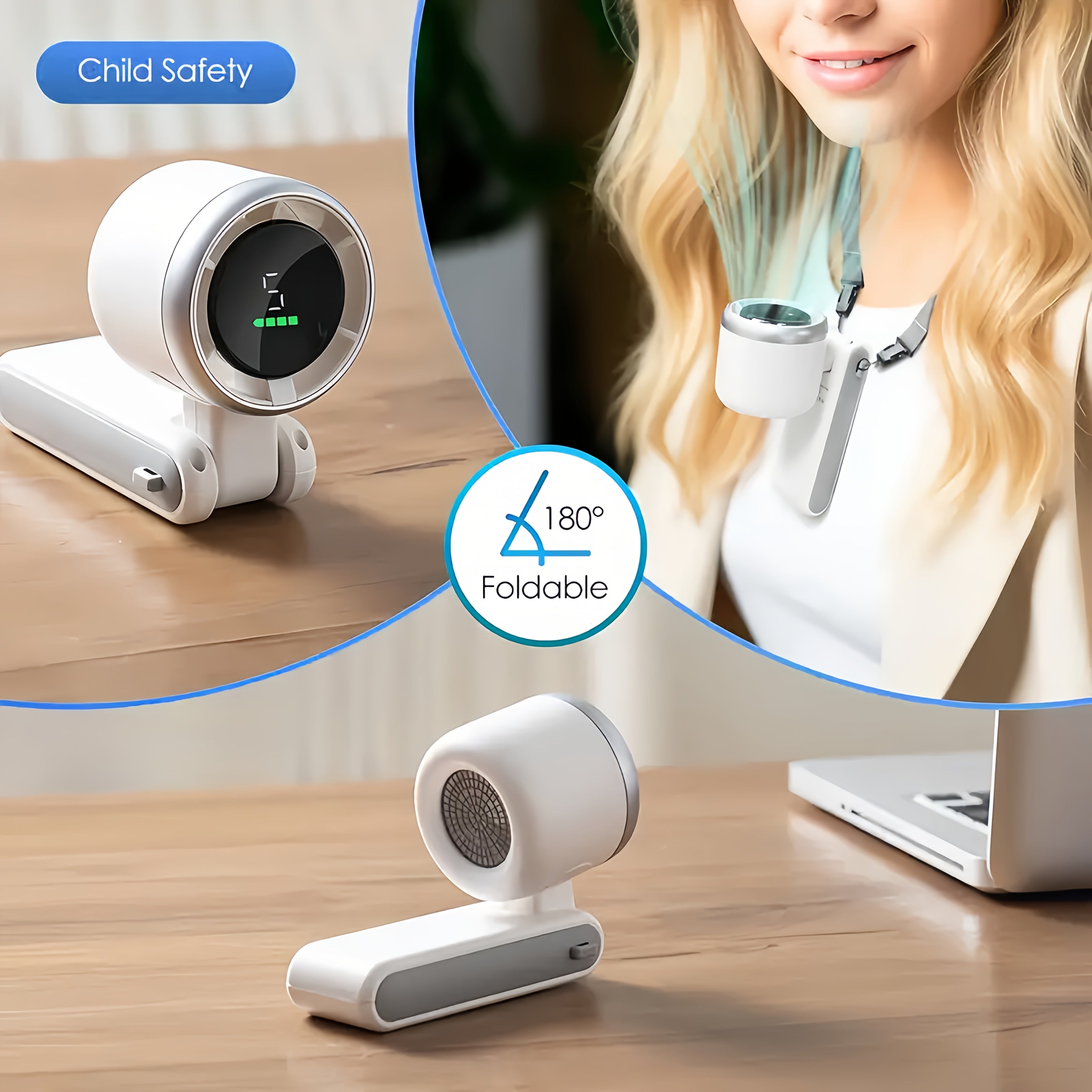 Ventilatore Portatile Turbo Compatto – Ricaricabile USB 3-in-1 con 5 Velocità