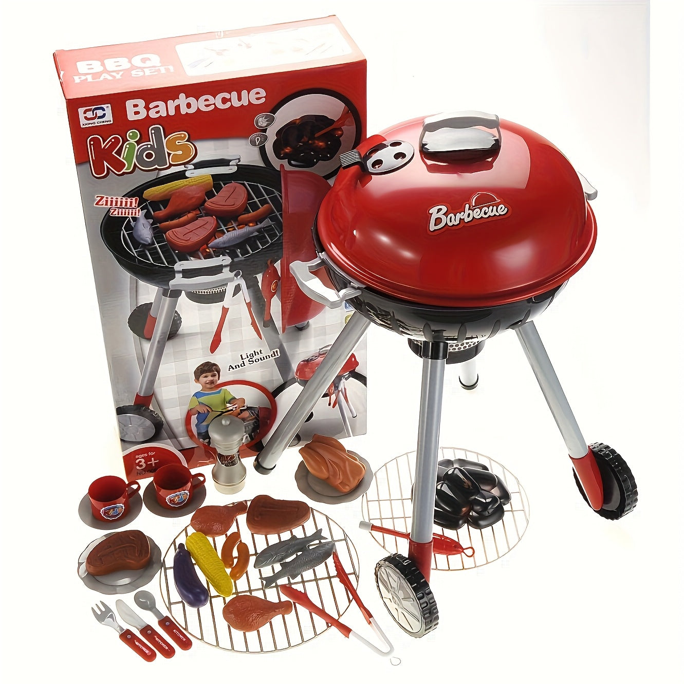 Set da Gioco BBQ per Bambini – Ruote Rotanti e Set Completo di Accessori