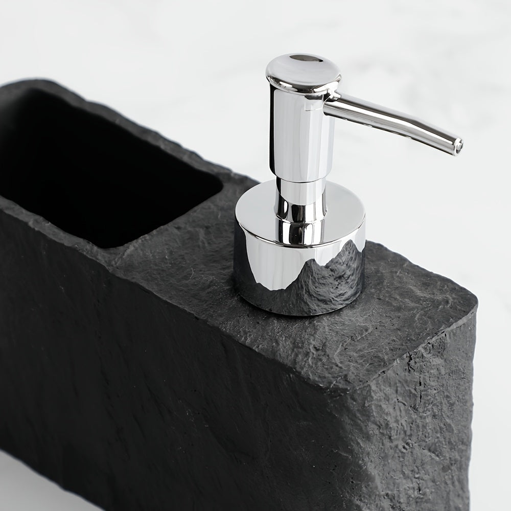 Dispenser per Sapone in Stile Pietra con Portaspugna – Elegante e Pratico per Cucina o Bagno