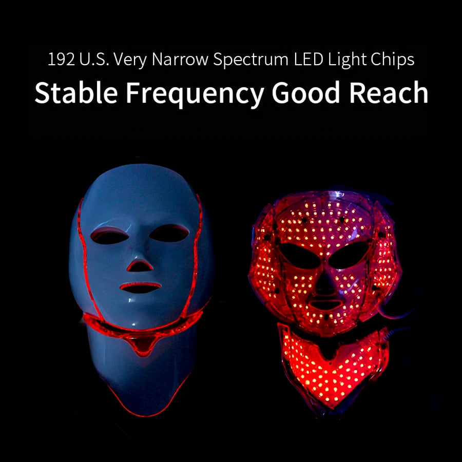 Maschera per il Viso e il Collo a LED 7 Colori – Dispositivo per la Cura della Pelle Ricaricabile USB