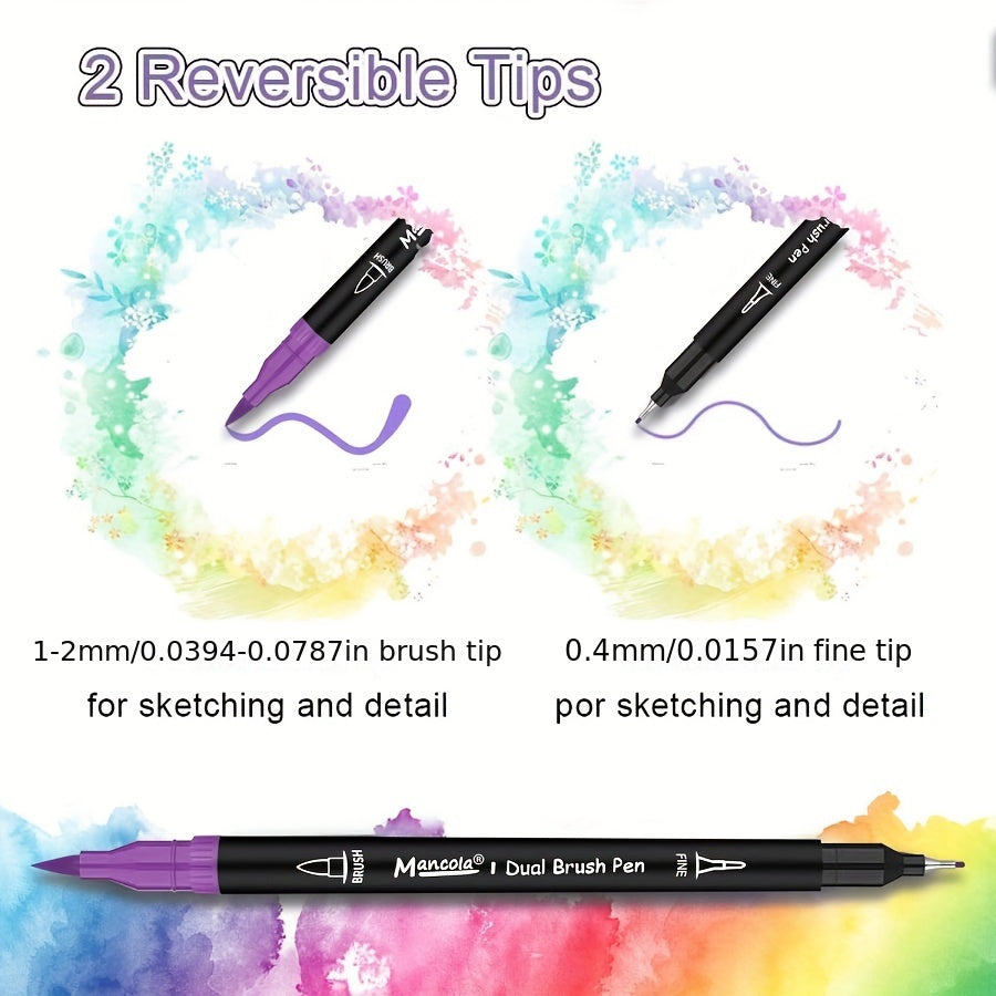 Set di Pennarelli a Doppia Punta da 100 Colori – Punta Fine e Punta Pennello per Progetti Creativi