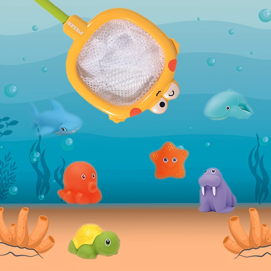 Set di Giocattoli da Bagno con Reti – Creature Marine Fluttuanti e Spruzzatori d'Acqua