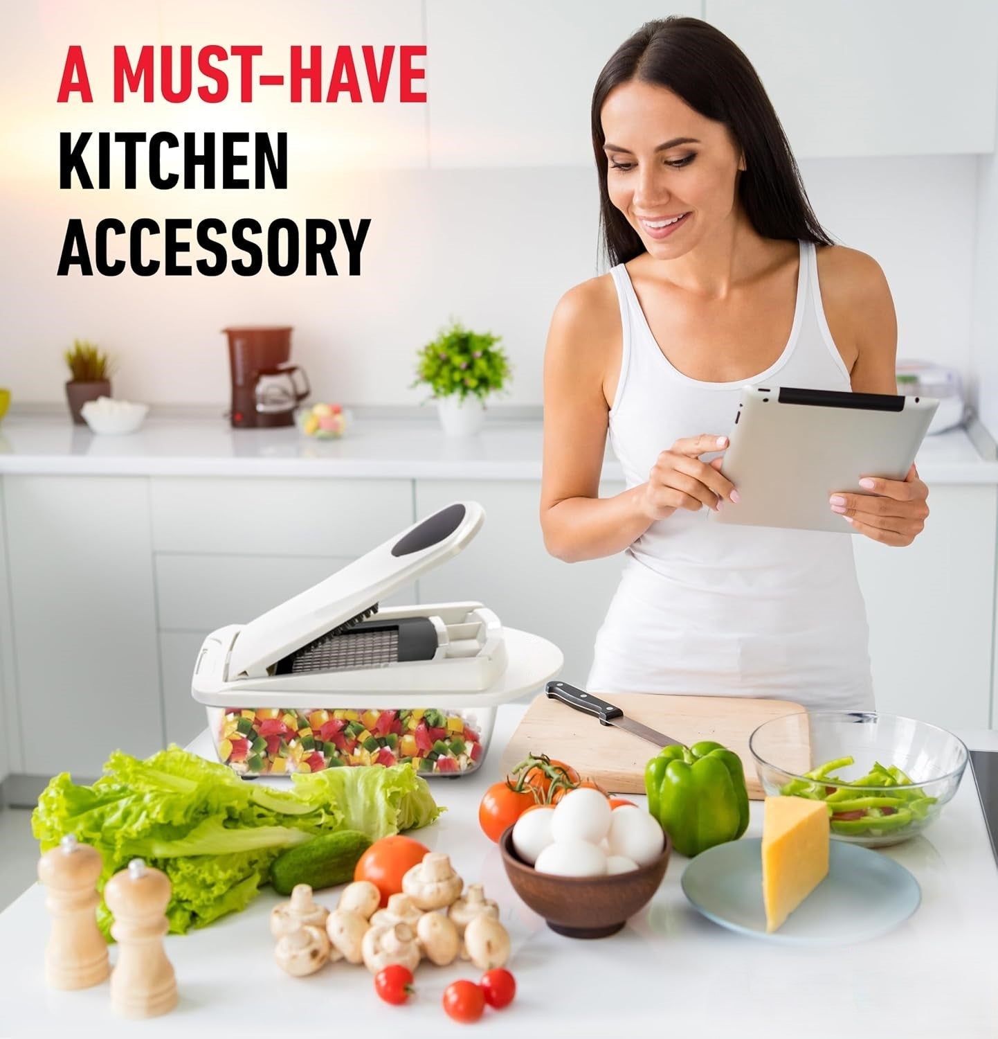 Affettatrice per Verdure 10-in-1 con 8 Lame – Taglio, Tritatura e Grattugia Rapidi!