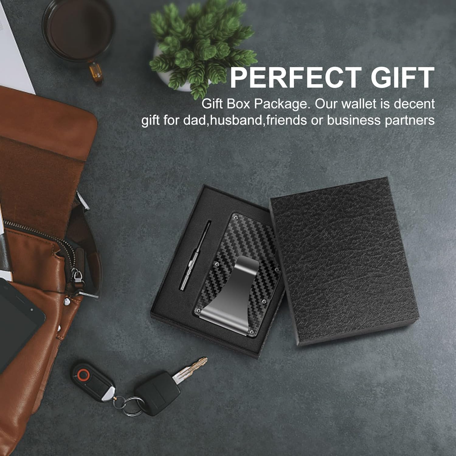 Portafoglio sottile in fibra di carbonio con blocco RFID e clip per soldi – CarbonVault