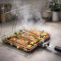 Cestello per grigliare carne, pesce e verdure | Accessori per barbecue in acciaio inox | FlammenWerk