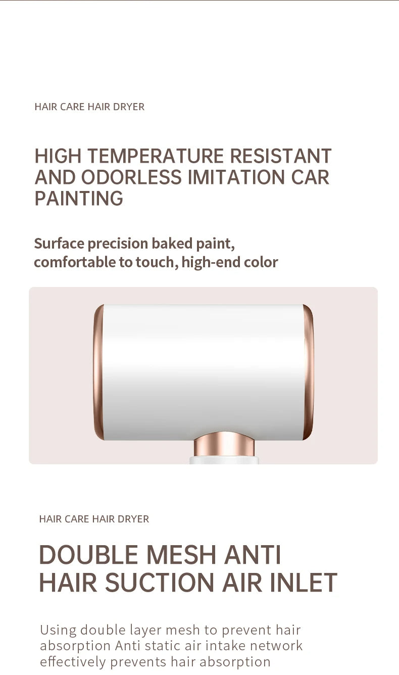 Asciugacapelli Professionale 2400W con Aria Fredda e Calda - Ioni Negativi - Asciugacapelli Potente per Risultati da Salone