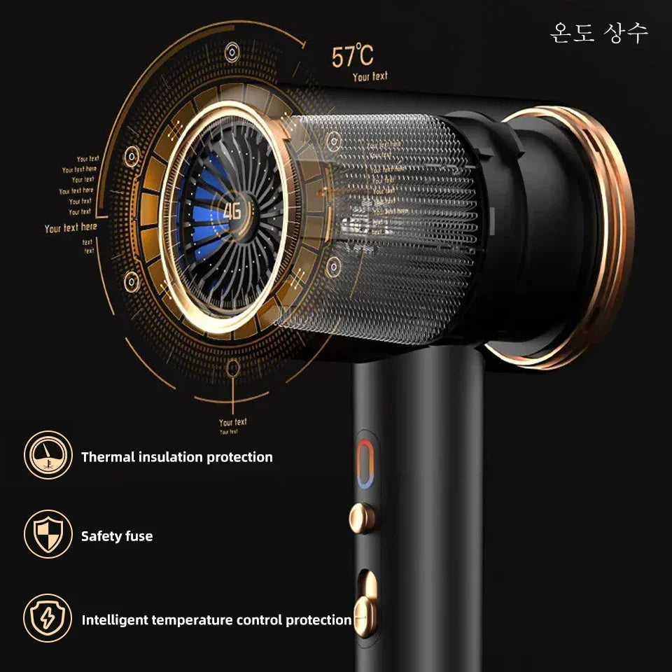 Asciugacapelli Professionale 2400W con Aria Fredda e Calda - Ioni Negativi - Asciugacapelli Potente per Risultati da Salone