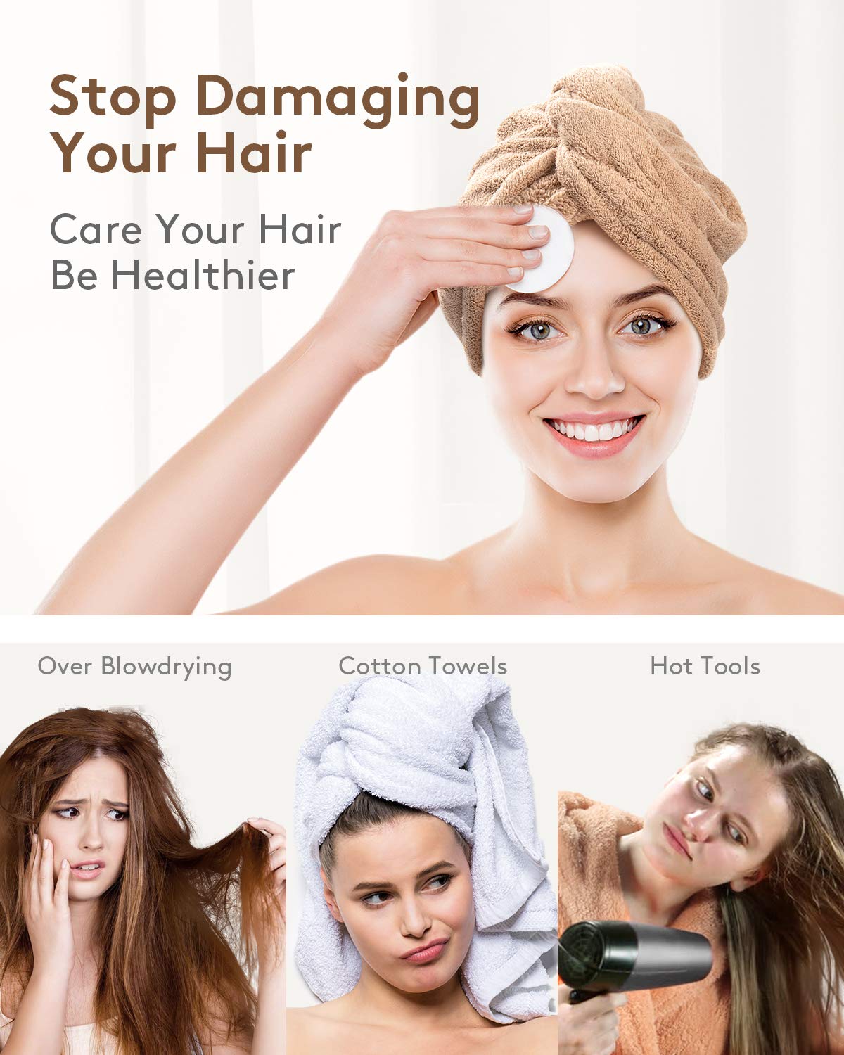 Asciugamano per Capelli in Microfibra – Confezione da 3