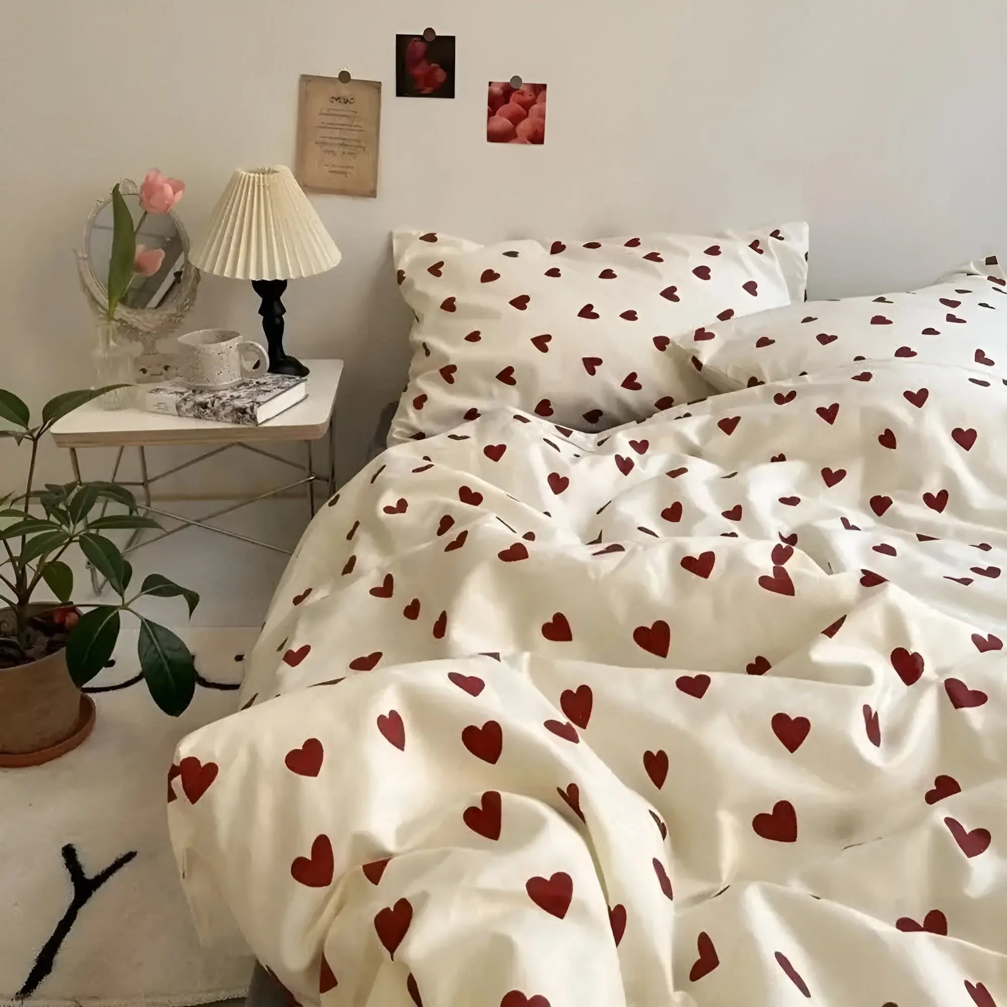 Set di Biancheria da Letto con Motivo a Cuore – LoveLuxe