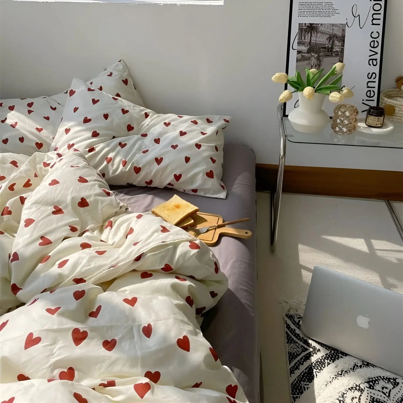 Set di Biancheria da Letto con Motivo a Cuore – LoveLuxe