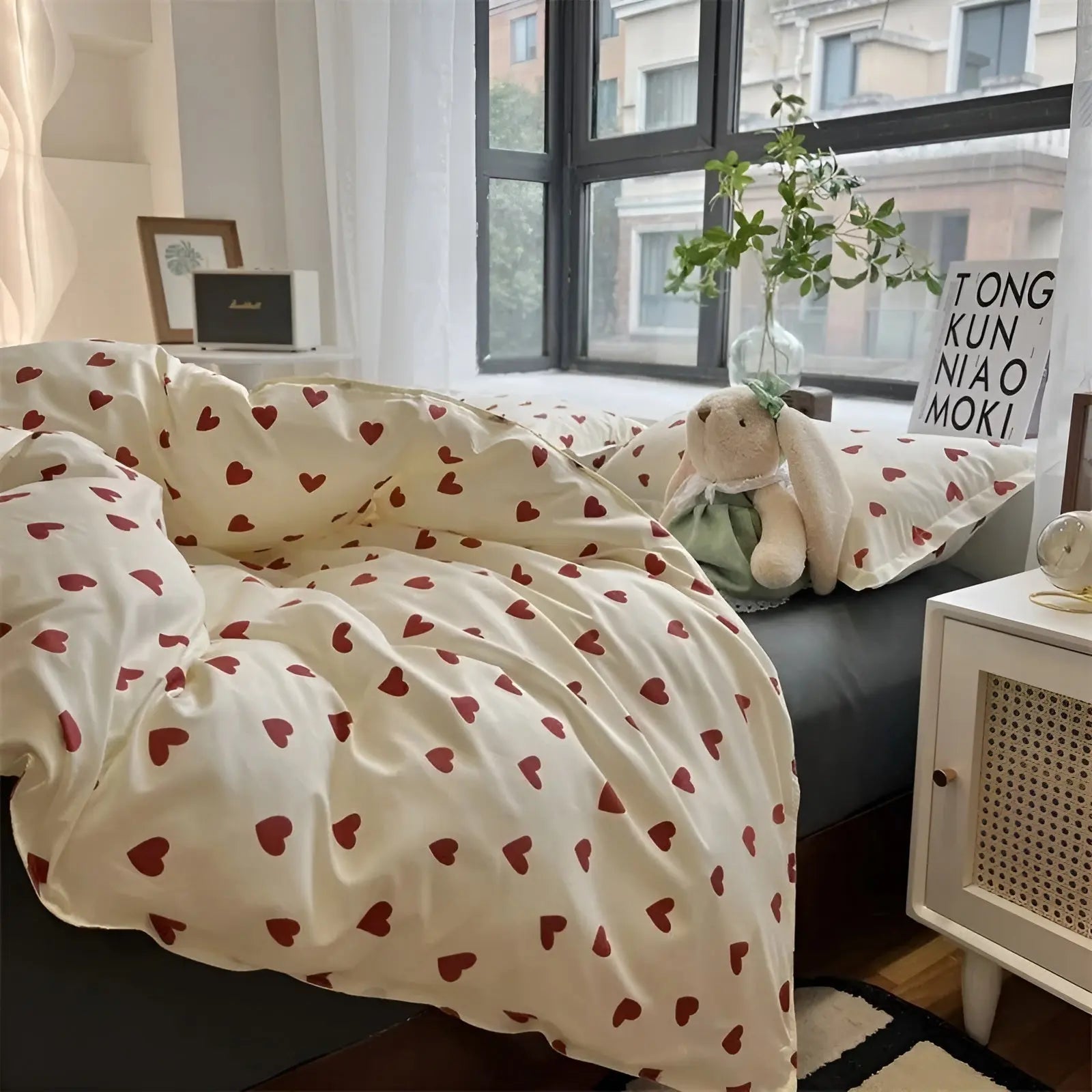 Set di Biancheria da Letto con Motivo a Cuore – LoveLuxe