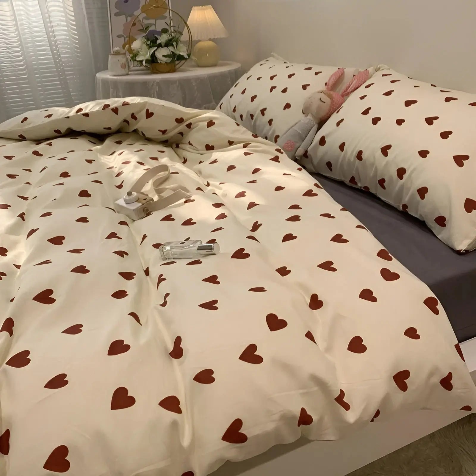 Set di Biancheria da Letto con Motivo a Cuore – LoveLuxe