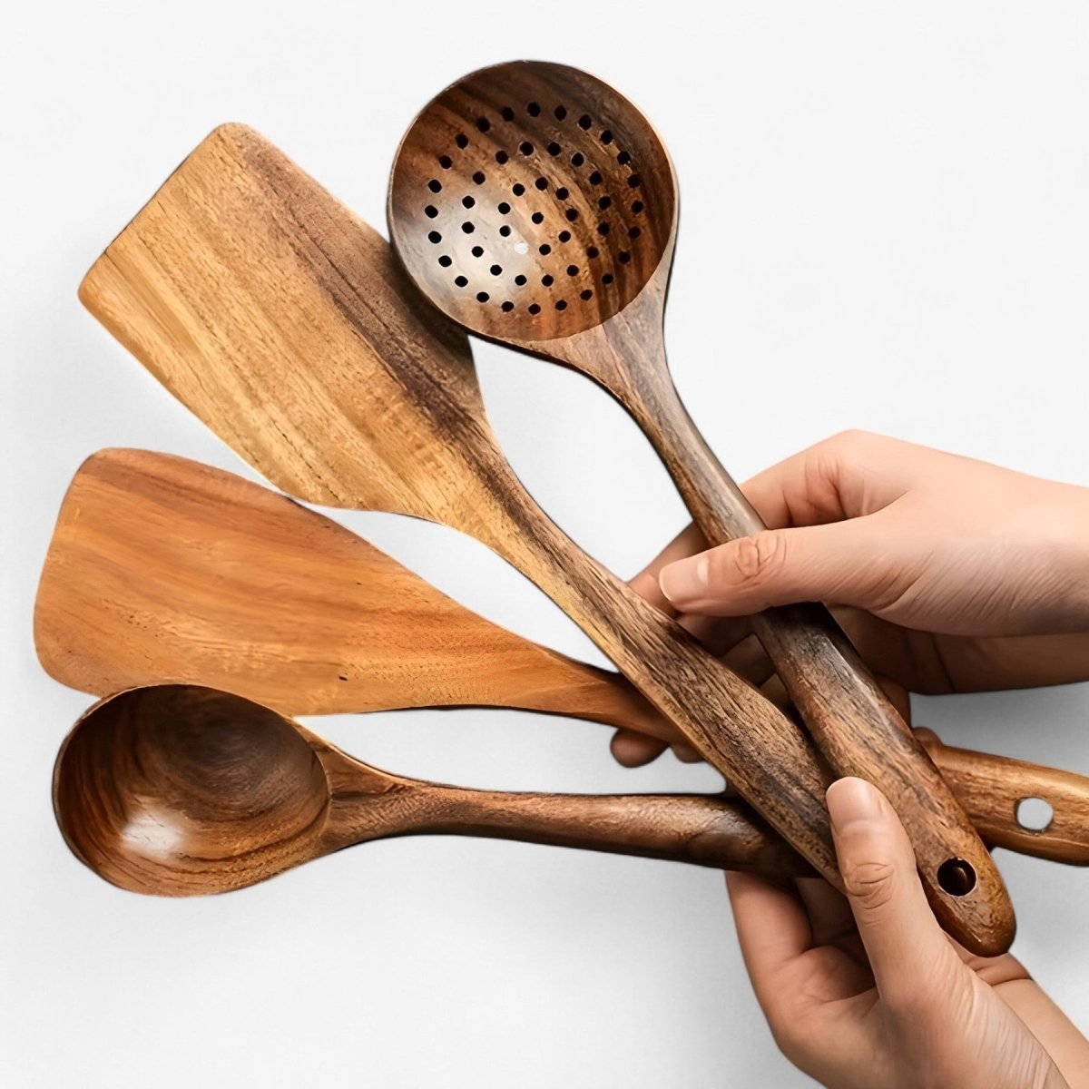 Set di Utensili da Cucina in Legno Resistente al Calore - WoodChef