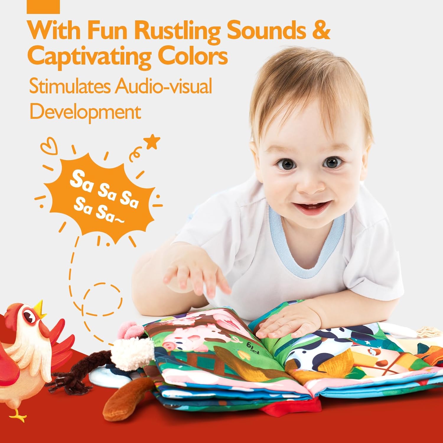 Libro Sensoriale - Giocattolo per Bambini ad Alto Contrasto 6-12 Mesi