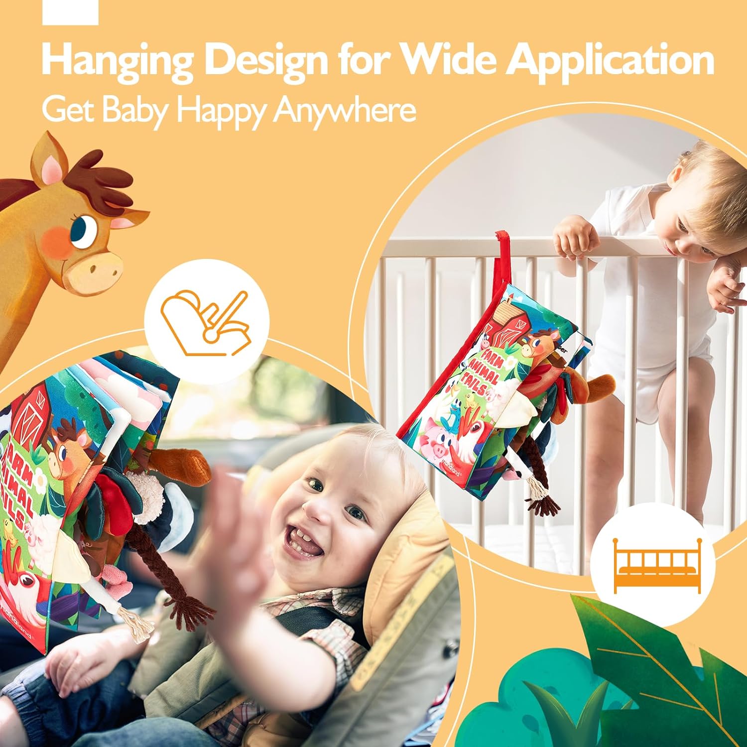 Libro Sensoriale - Giocattolo per Bambini ad Alto Contrasto 6-12 Mesi