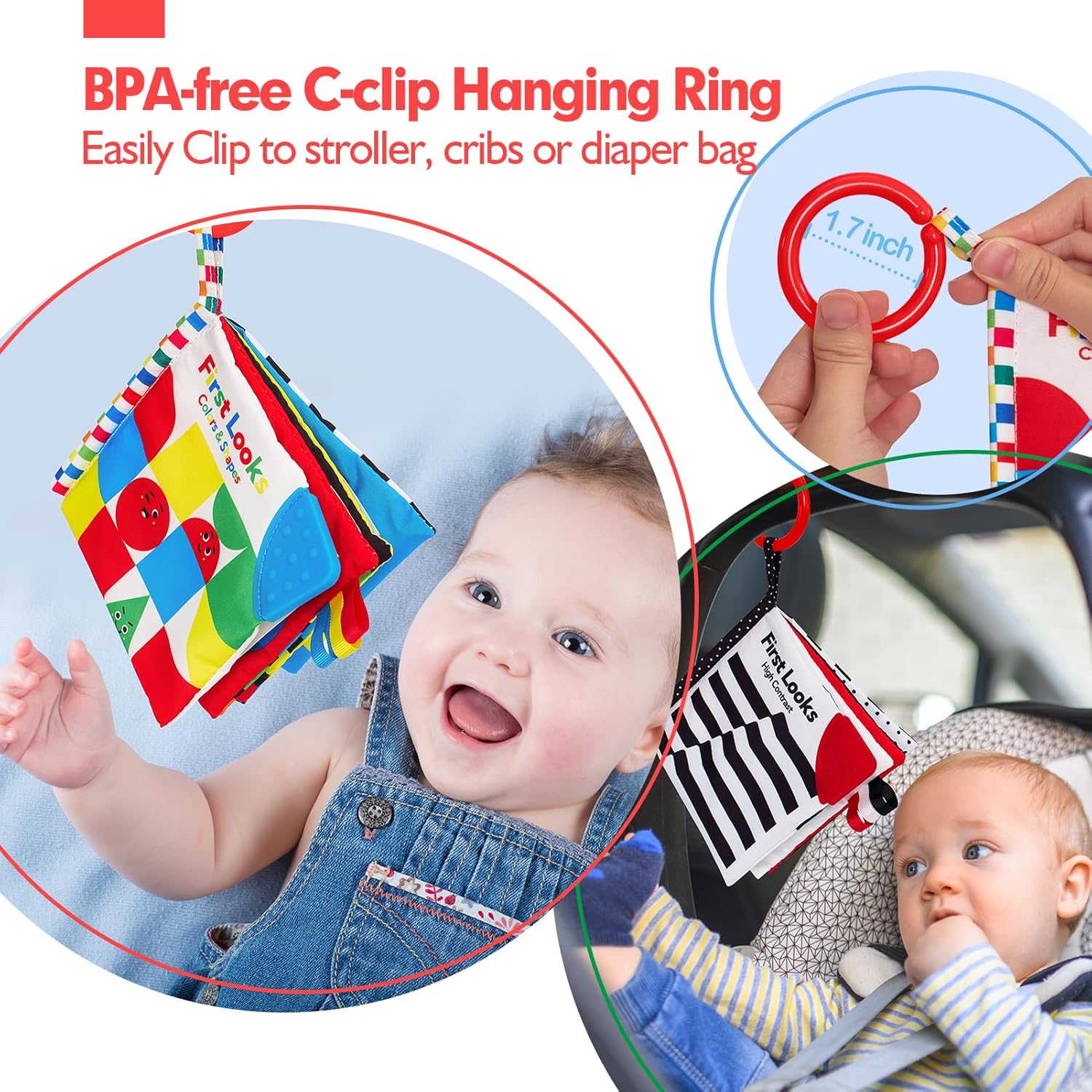 Libro Sensoriale - Giocattolo per Bambini ad Alto Contrasto 6-12 Mesi