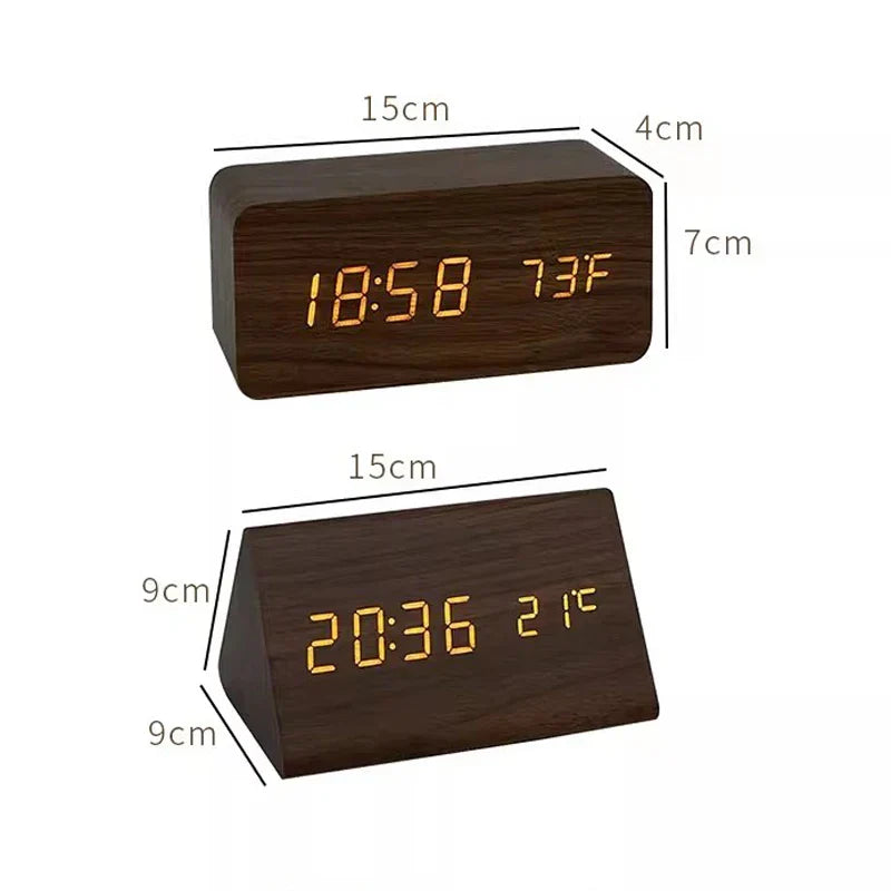 Orologio - Display LED in Legno - Controllo Vocale & Temperatura