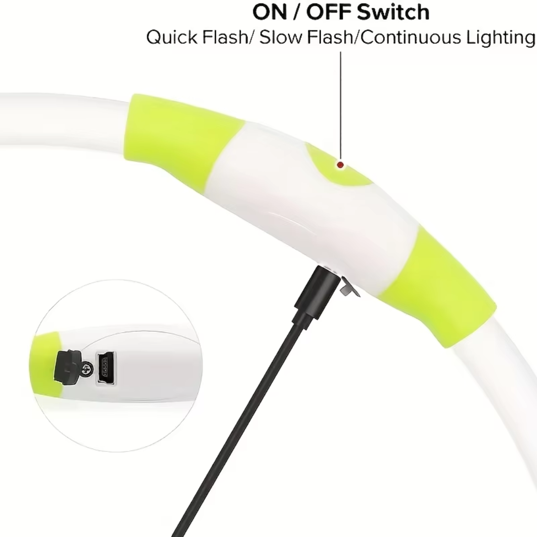 Collare per Cani GlowSafe LED – Luce di Sicurezza Ricaricabile USB