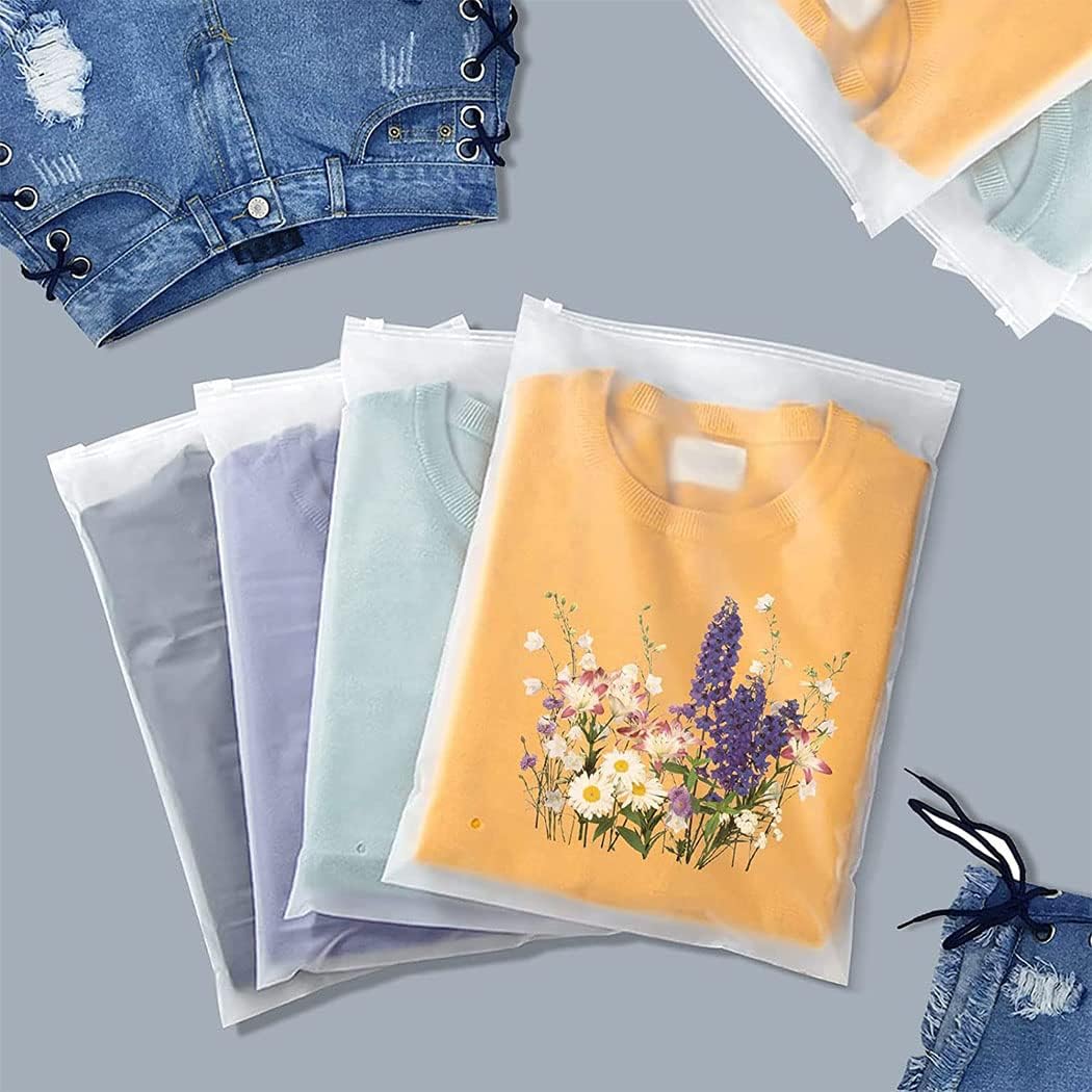 Sacchetti Zip Riutilizzabili Frosted – Confezione da 40 Sacchetti per Abbigliamento con Fori di Ventilazione (Compra 1, Ricevi 1 GRATIS)