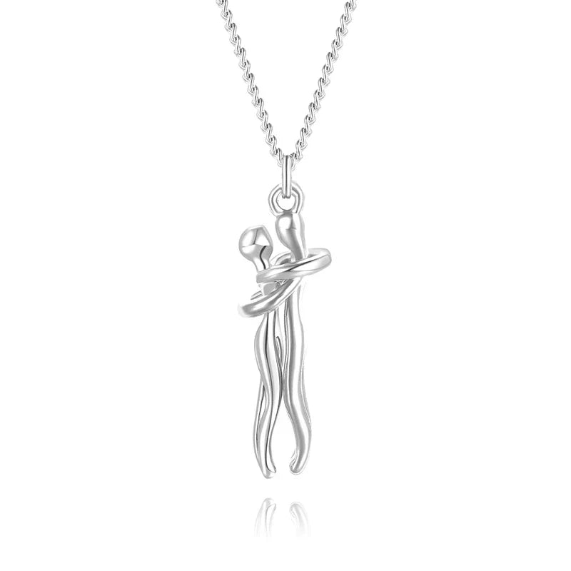 Collana con Pendente Abbraccio SoulGlow | Collana Ipoallergenica Regolabile per i Tuoi Cari