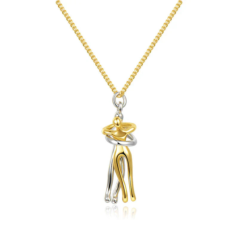 Collana con Pendente Abbraccio SoulGlow | Collana Ipoallergenica Regolabile per i Tuoi Cari