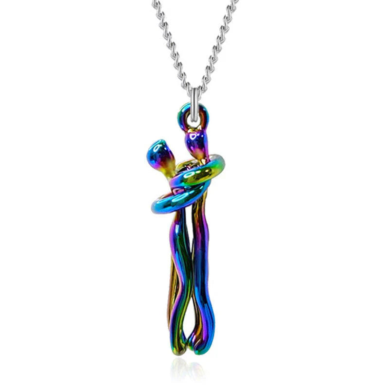Collana con Pendente Abbraccio SoulGlow | Collana Ipoallergenica Regolabile per i Tuoi Cari