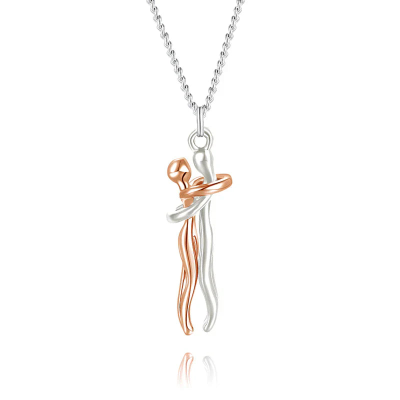 Collana con Pendente Abbraccio SoulGlow | Collana Ipoallergenica Regolabile per i Tuoi Cari