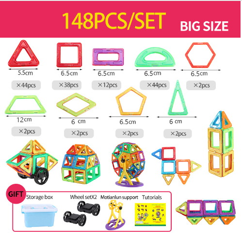 Blocchi di Costruzione Magnetici per Bambini – Set Educativo con 118/148 Pezzi