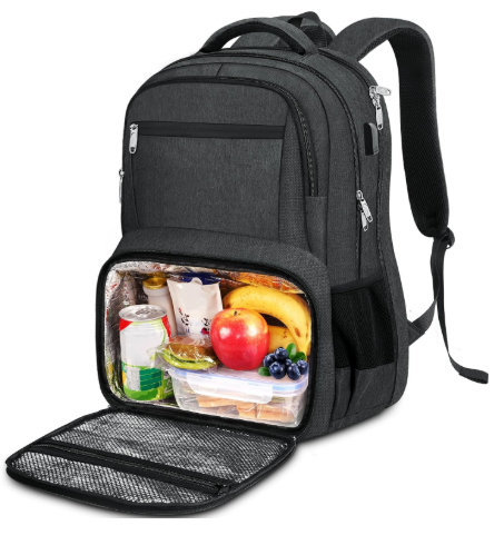 Zaino impermeabile per laptop e pranzo con porta USB – Borsa da viaggio multi-scomparto