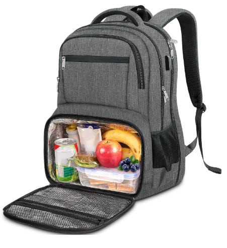 Zaino impermeabile per laptop e pranzo con porta USB – Borsa da viaggio multi-scomparto