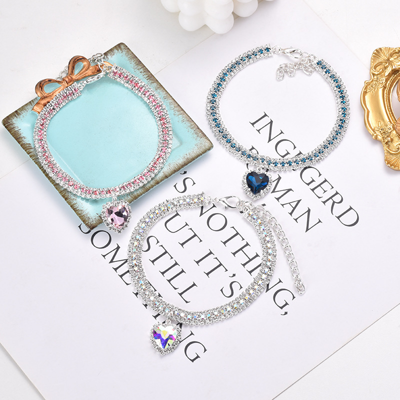 Gatto di Lusso | Collare di Cristallo di Lusso per Gatto con Pendente a Cuore in Gemma Riflettente