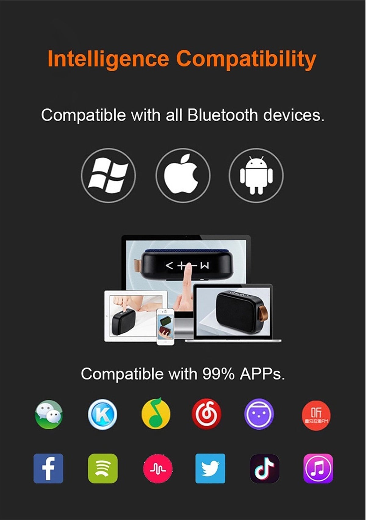 Altoparlante Bluetooth Portatile - Lettore Musicale Stereo 3D con Suono HiFi