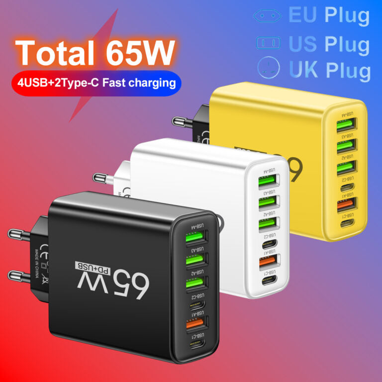 PowerHub 65W Multi Charger – Efficiente e Veloce per Dispositivi Multipli