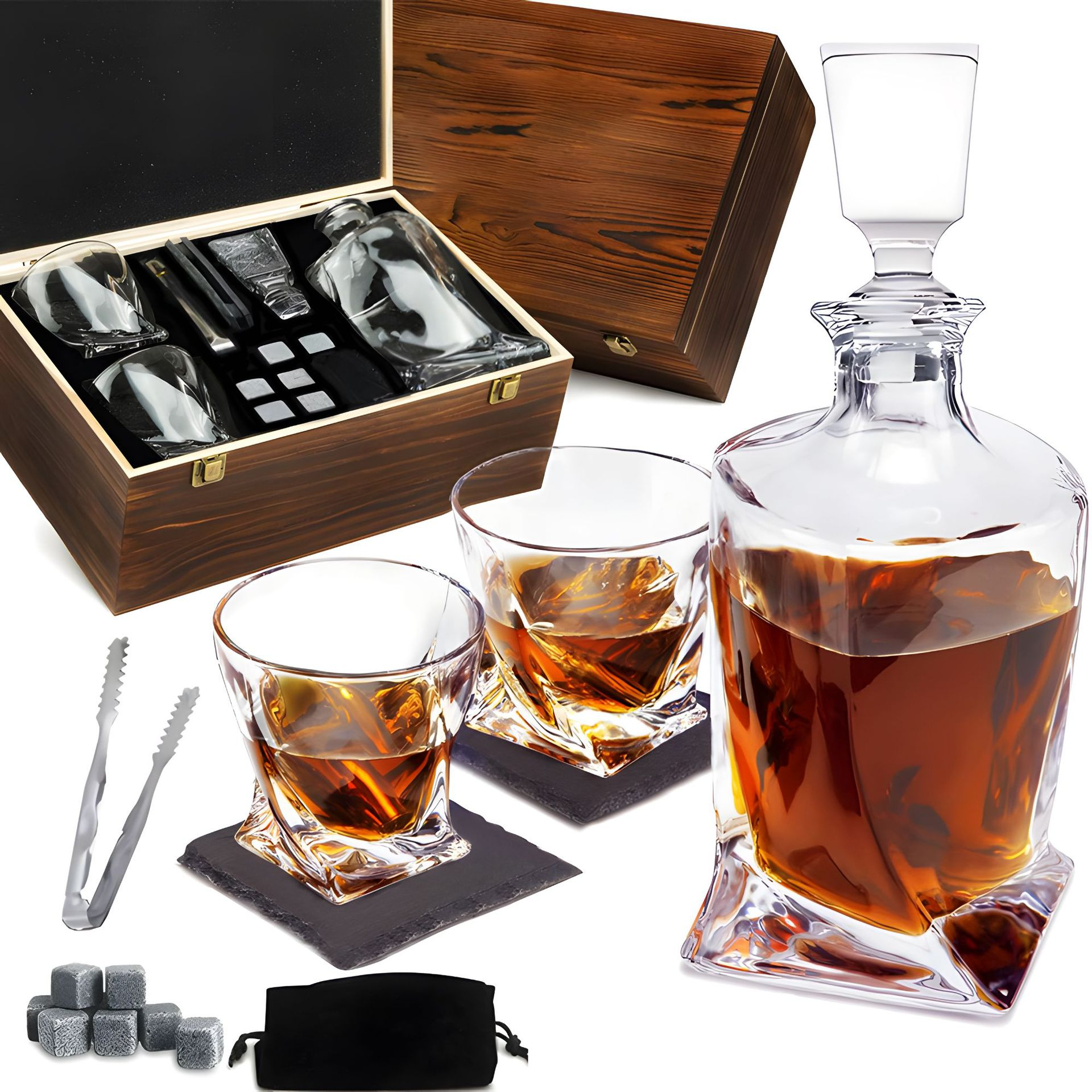 Set di Decanter e Bicchieri di Cristallo Lussuosi – WhiskeyWave