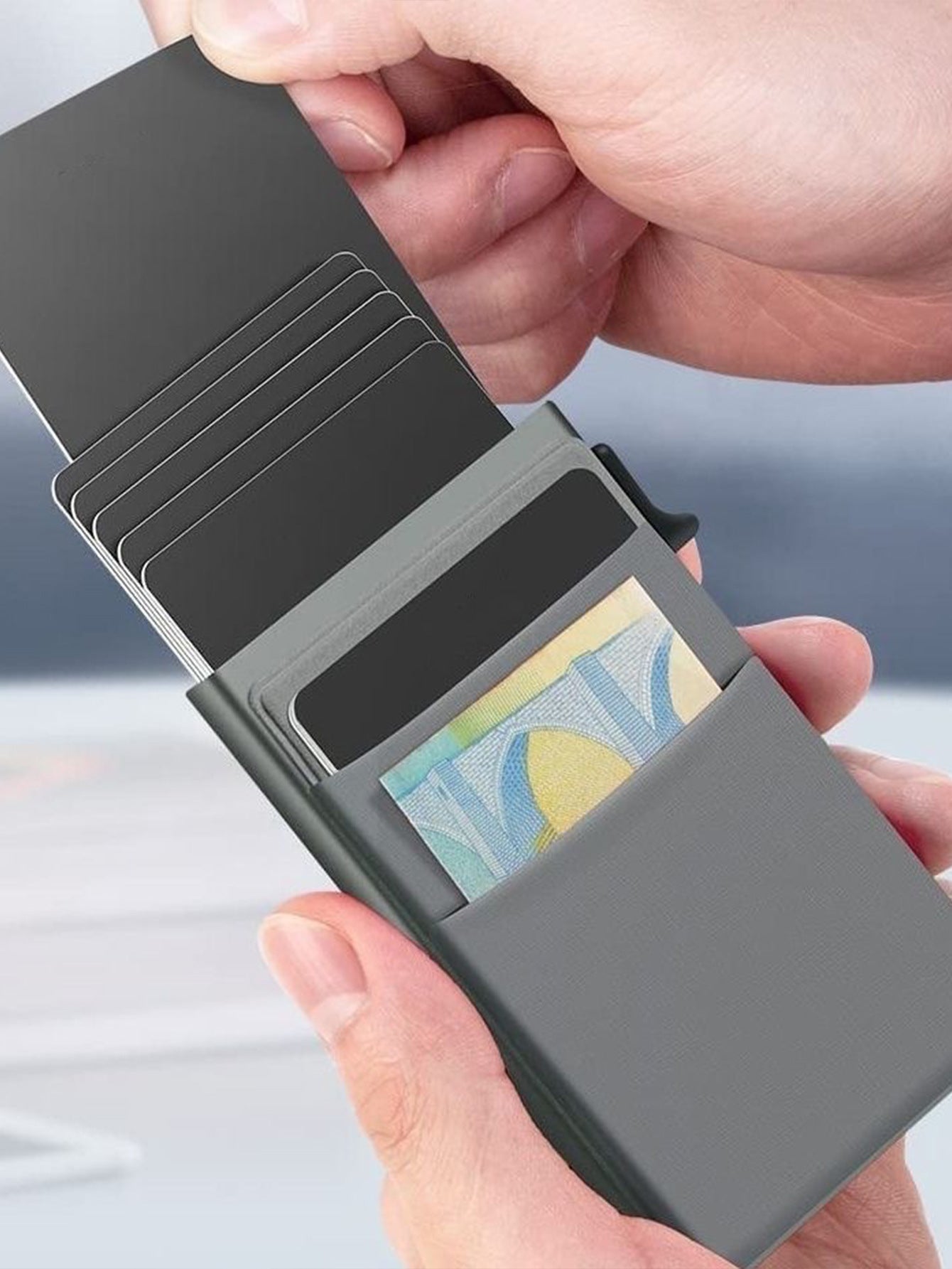 Portafoglio Slim Mini in Metallo con RFID per Carte di Credito - Portacarte Intelligente