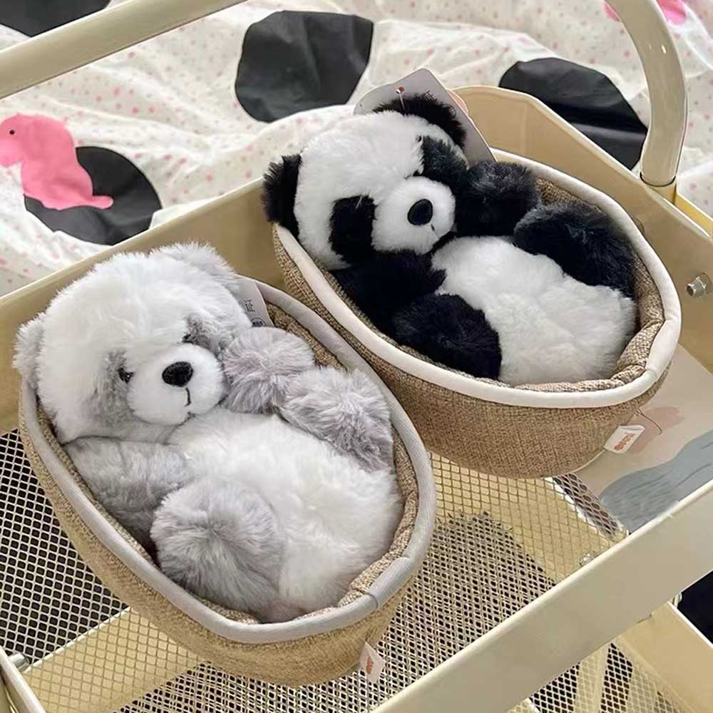 Panda di Peluche con Cestino Rimovibile – Riempimento Morbido & Decorativo – 20 cm