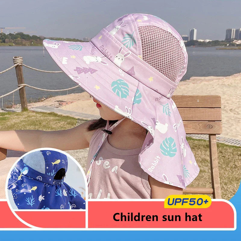 Cappello da Sole per Bambini con UPF 50+ - Visiera Larga e Cinturino Regolabile