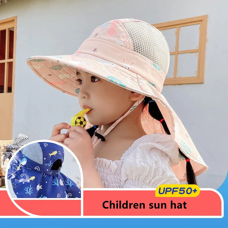 Cappello da Sole per Bambini con UPF 50+ - Visiera Larga e Cinturino Regolabile