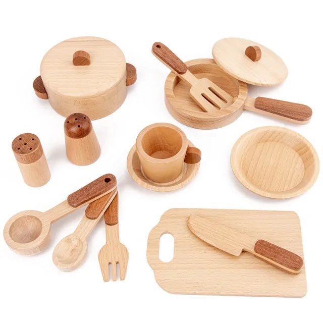 Gioco da Cucina in Legno con Design a Tronco per Gioco di Ruolo e Divertimento Educativo