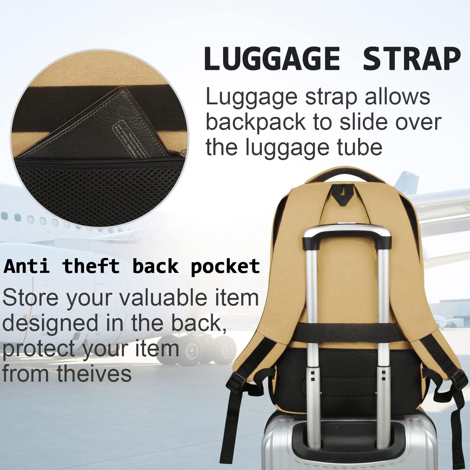 Zaino anti-furto per laptop Dunne con porta di ricarica USB